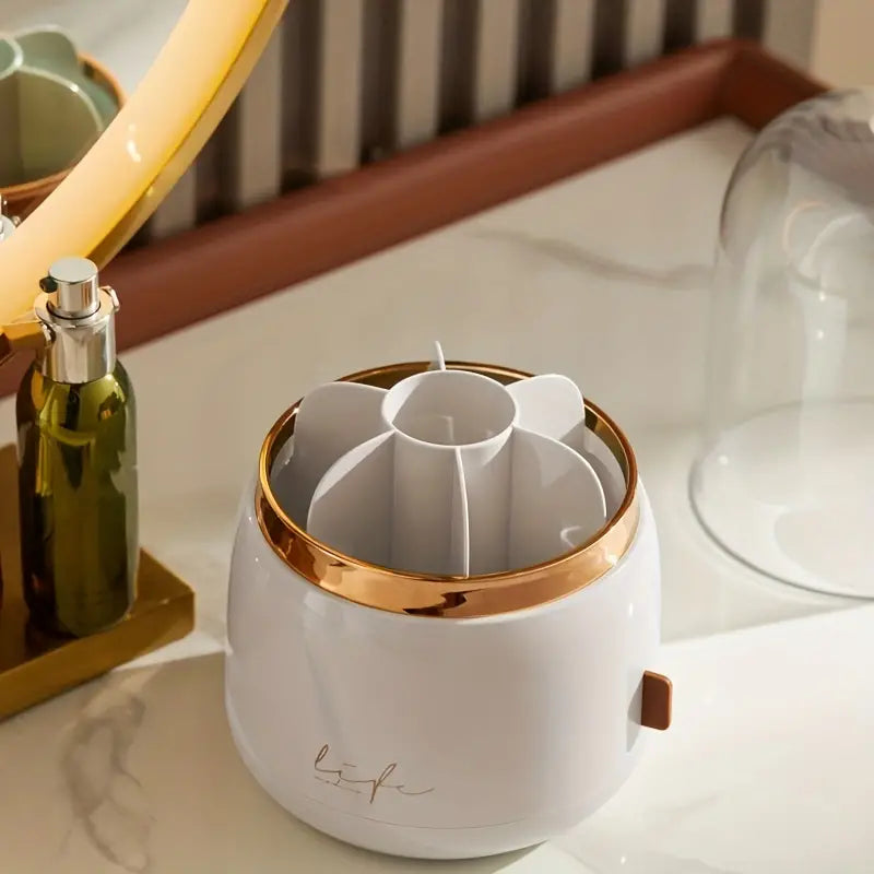 Fancy 360° Rotating Makeup Brushes Holder, Portable Desktop Makeup Brush Organizer With Lid, Desktop Makeup Brush Storage Bucket, Lipstick Eyebrow Pencil Holder, Vanity Dressing Table Brush Display Box, Acrylic Dust Free Waterproof Makeup Container Fancy 360° Rotating Makeup Brushes Holder, Portable Desktop Makeup Brush Organizer With Lid, Desktop Makeup Brush Storage Bucket, Lipstick Eyebrow Pencil Holder, Vanity Dressing Table Brush Display Box, Acrylic Dust Free Waterproof Makeup Container